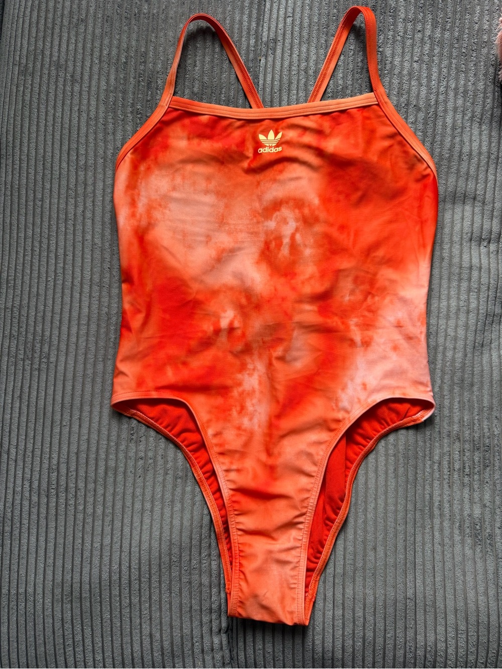 adidas Kids Orange One-Piece Swimsuit with Trefoil Logo